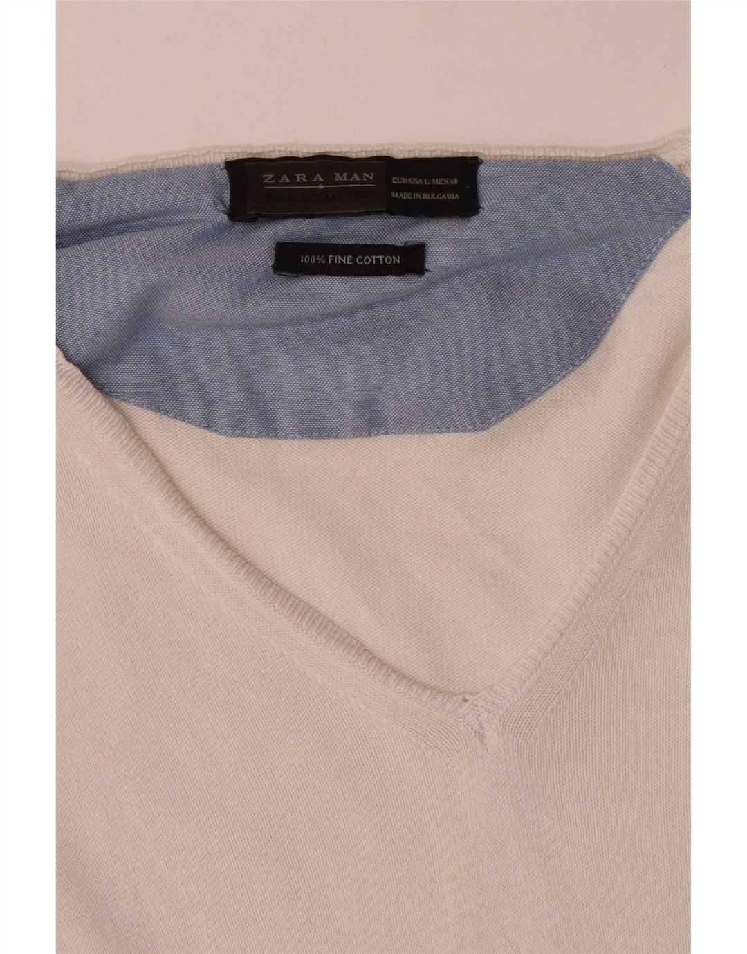 Zara Herre V-hals sweater Stor hvid bomuld