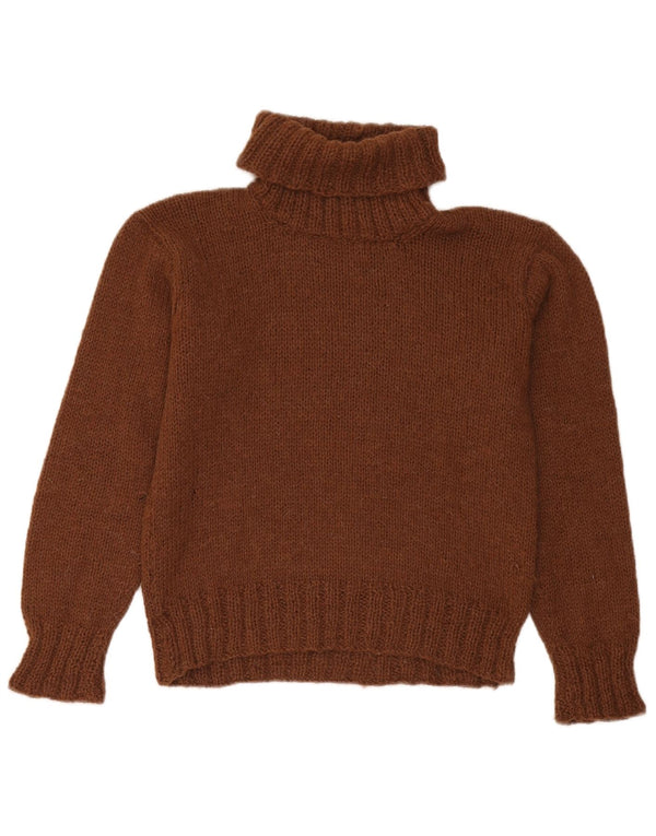 Vintage Dame Rullehals Sweater UK 12 Medium Brun
