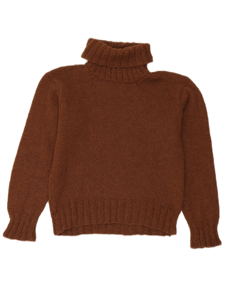 Vintage Dame Rullehals Sweater UK 12 Medium Brun