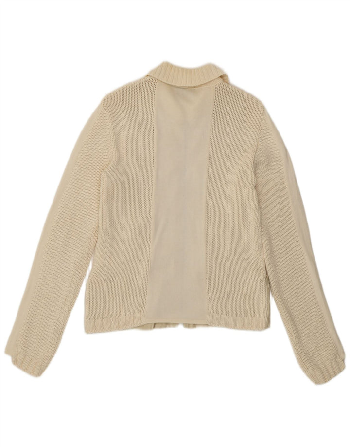 Pinko Dame Cardigan Sweater UK 14 Medium Off White Bomuld