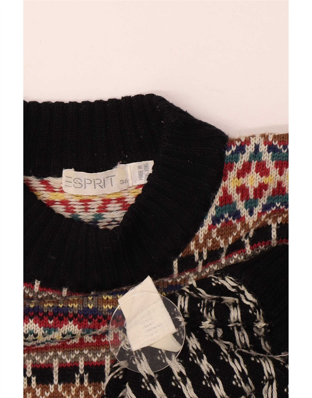 Esprit Herre Turtle Neck Jumper Sweater UK 36 Small Navy Blue Fair Isle