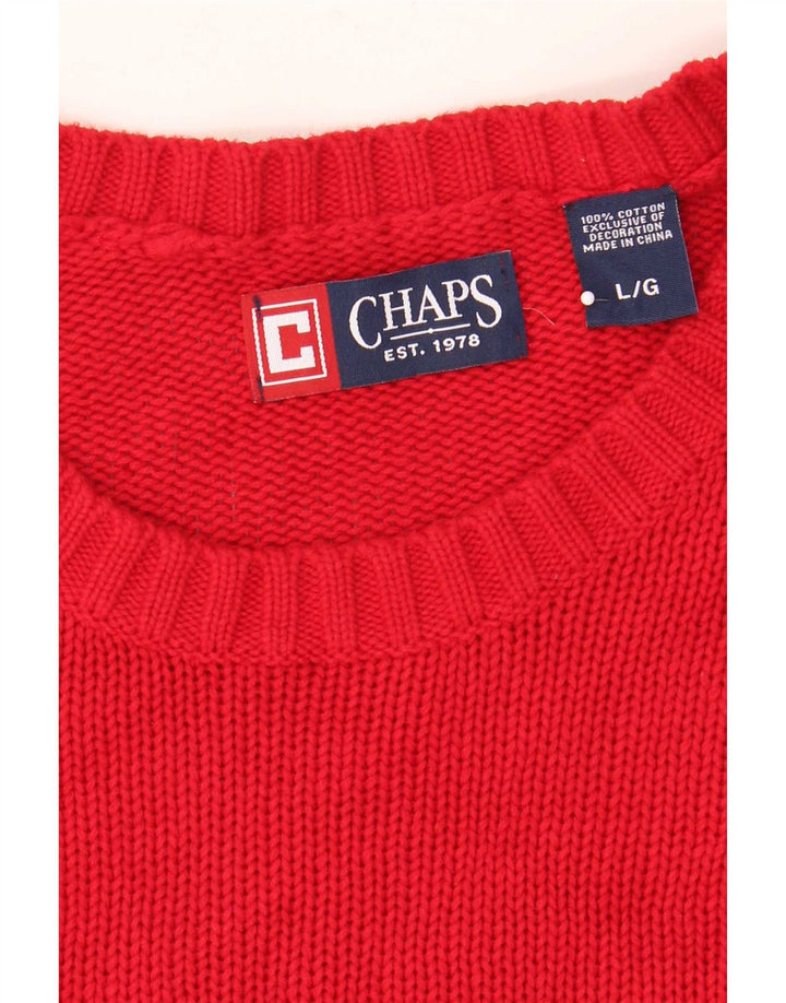 Chaps Herre Crew Neck Jumper Sweater Stor Rød Bomuld