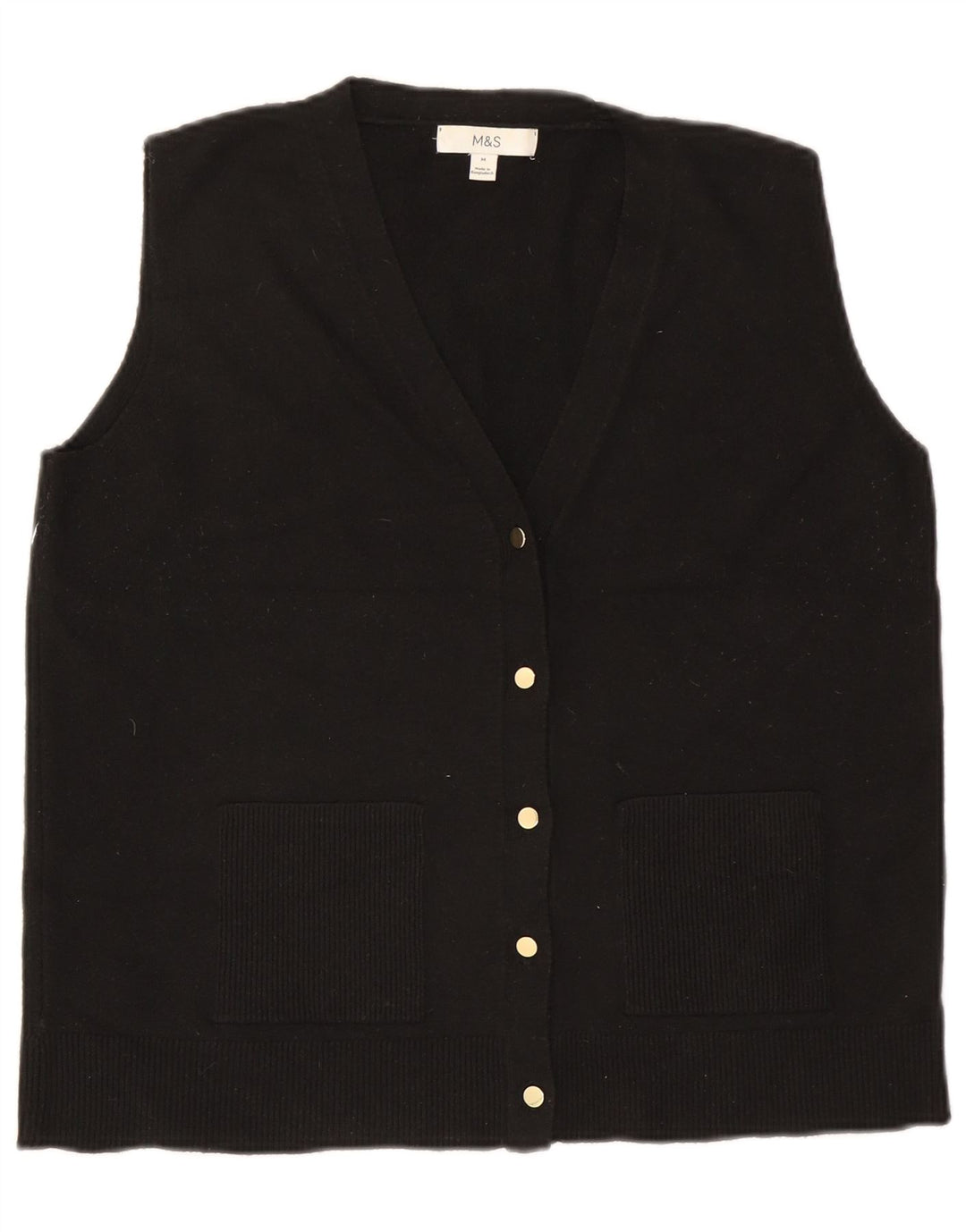 Marks & Spencer Dame ærmeløs cardigan sweater UK 12 Medium Black