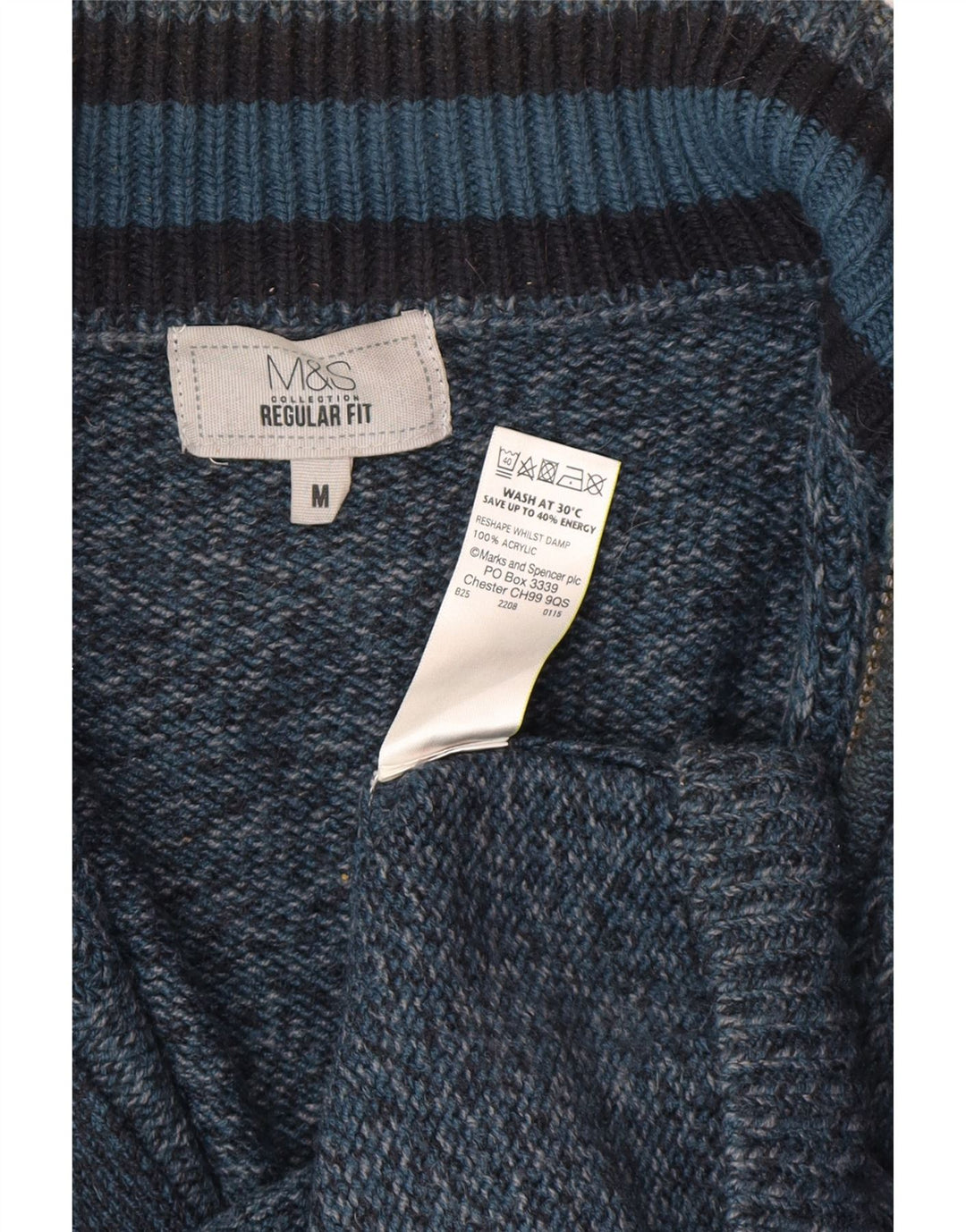 Marks & Spencer Herre Regular Fit Cardigan Sweater Medium Blue Acryl