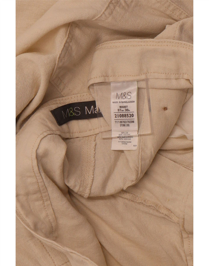 MARKS & SPENCER Chino-shorts til mænd W38 XL Beige hør