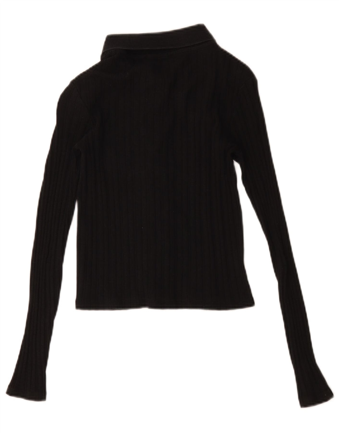 Zara Womens Crop Shirt Bluse UK 8 Small Black Bomuld