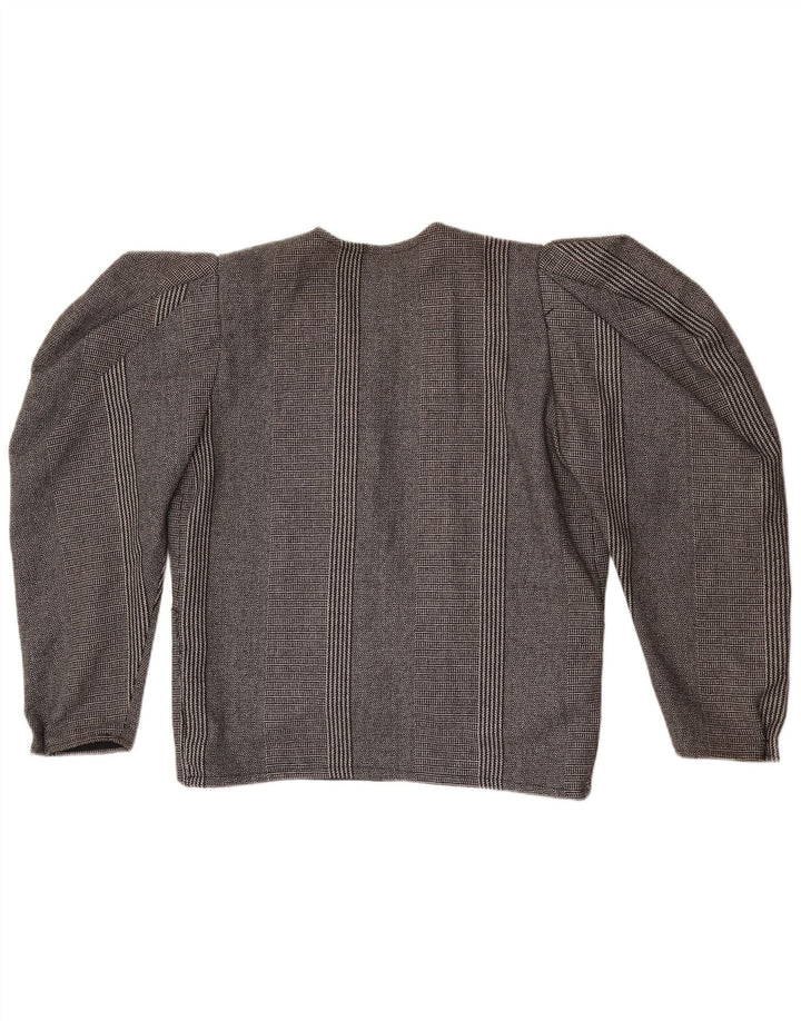 Vintage Dame 1 Knap Blazer Jakke UK 14 Stor Grå Stribet
