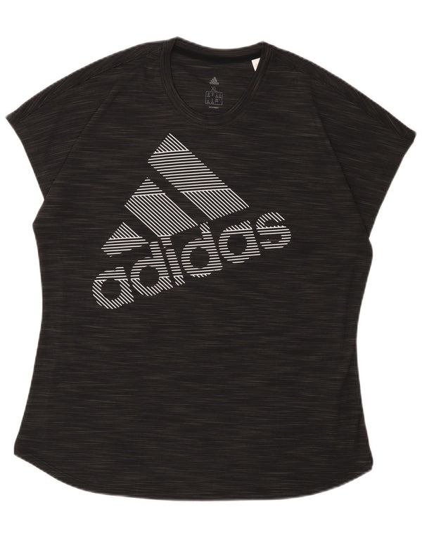 Adidas grafisk T-shirt top til kvinder DK 20/22 XL sort flækket polyester