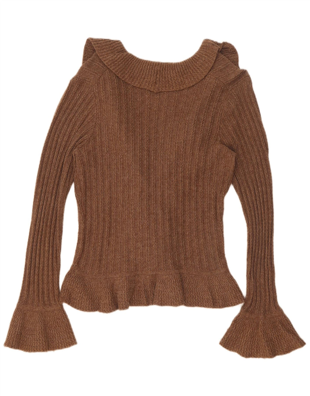Marks & Spencer Dame Cardigan Sweater UK 12 Medium Brun Bomuld