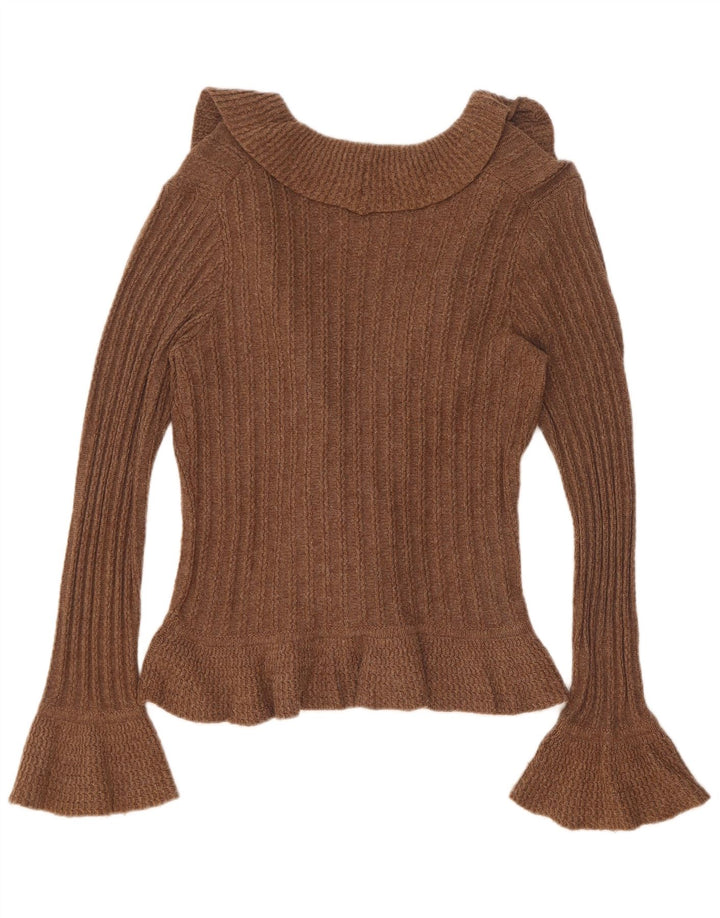 Marks & Spencer Dame Cardigan Sweater UK 12 Medium Brun Bomuld
