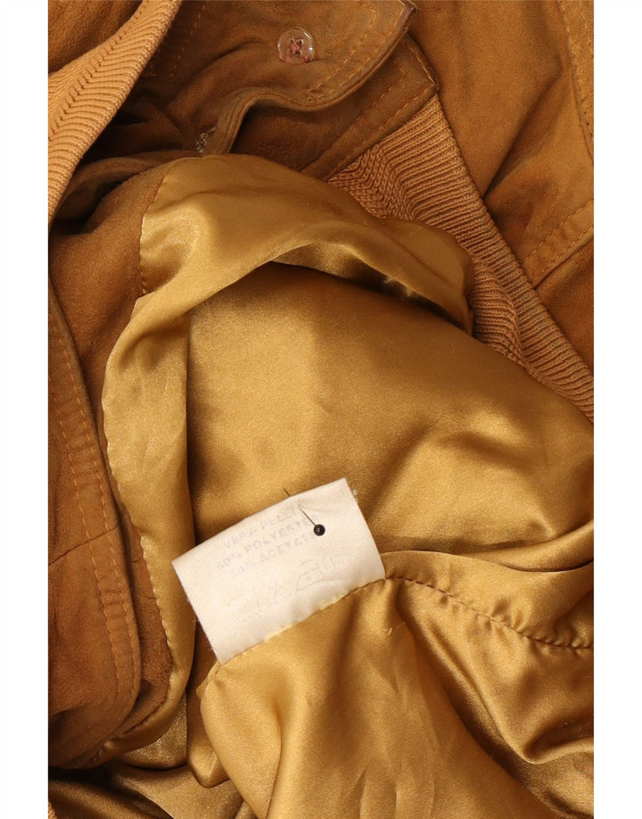 Vintage herre ruskind bomberjakke UK 42 XL beige læder