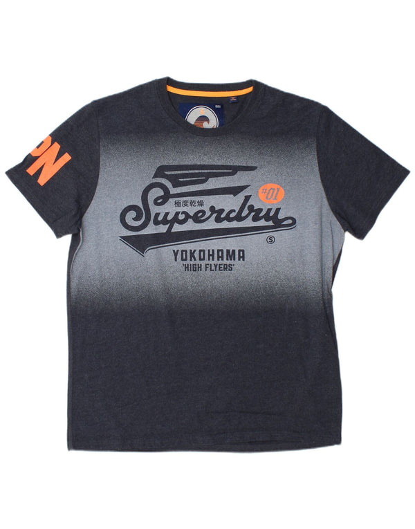 Superdry Herre grafisk T-shirt Top 2XL Grå Colourblock Bomuld