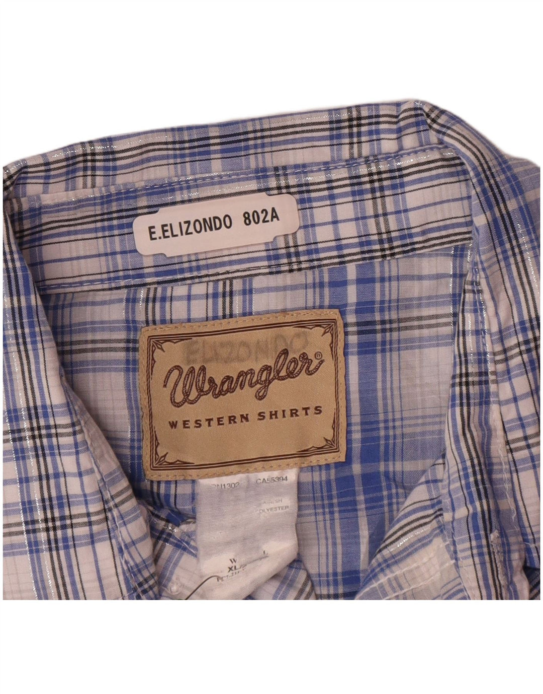 Wrangler Herre vestlig kortærmet skjorte XL blå plaid