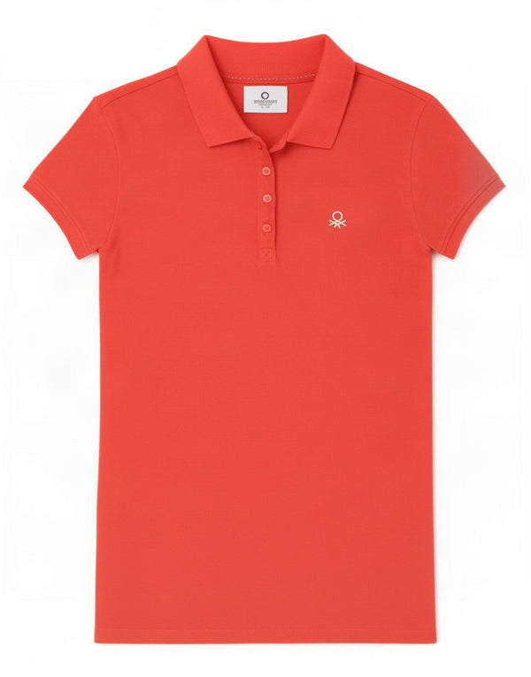 Benetton Pige Polo Shirt 13-14 År 3XL Rød Bomuld