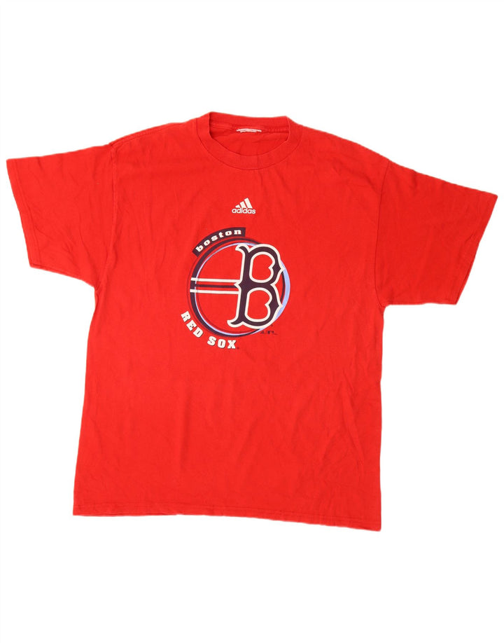 Adidas Herre Boston Red Sox Grafisk T-Shirt Top Stor Rød