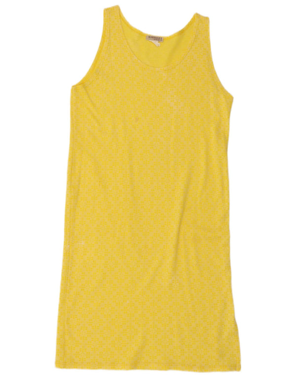 Marella Womens Sleeveless T-Shirt Dress UK 14 Medium Yellow Paisley Cotton