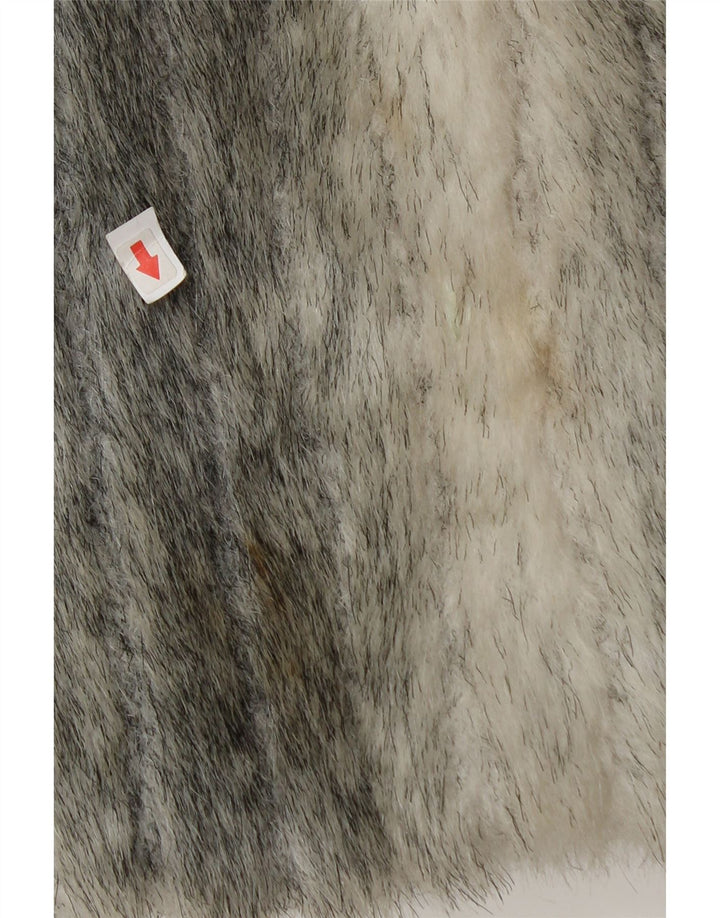 Francesca Dame imiteret Pelsjakke UK 12 Medium Grey Animal Print Modacryl
