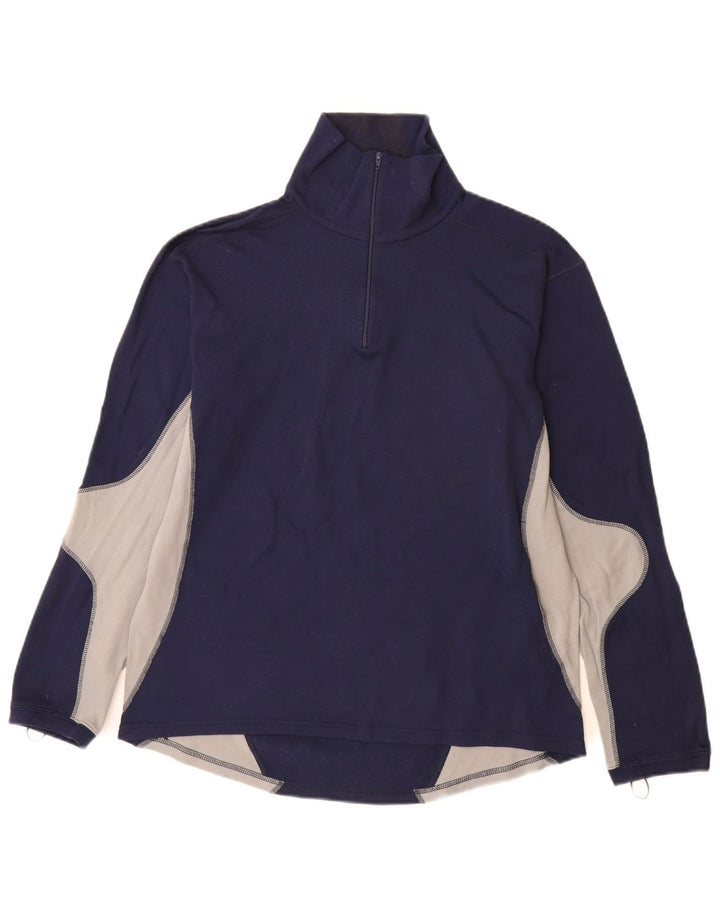 Musto Herre Zip Neck Pullover Træningsdragt Top Large Navy Blue Colourblock