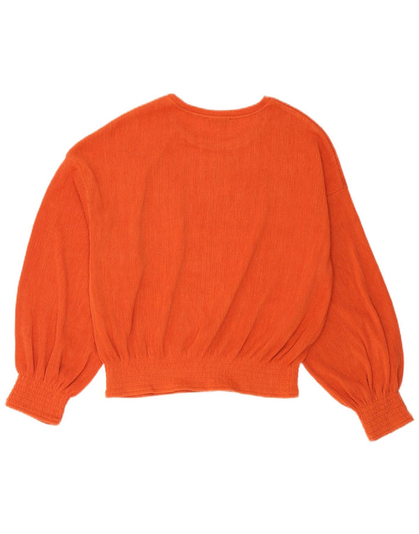 Zara Dame Oversized Bluse Top UK 10 Small Orange Polyester