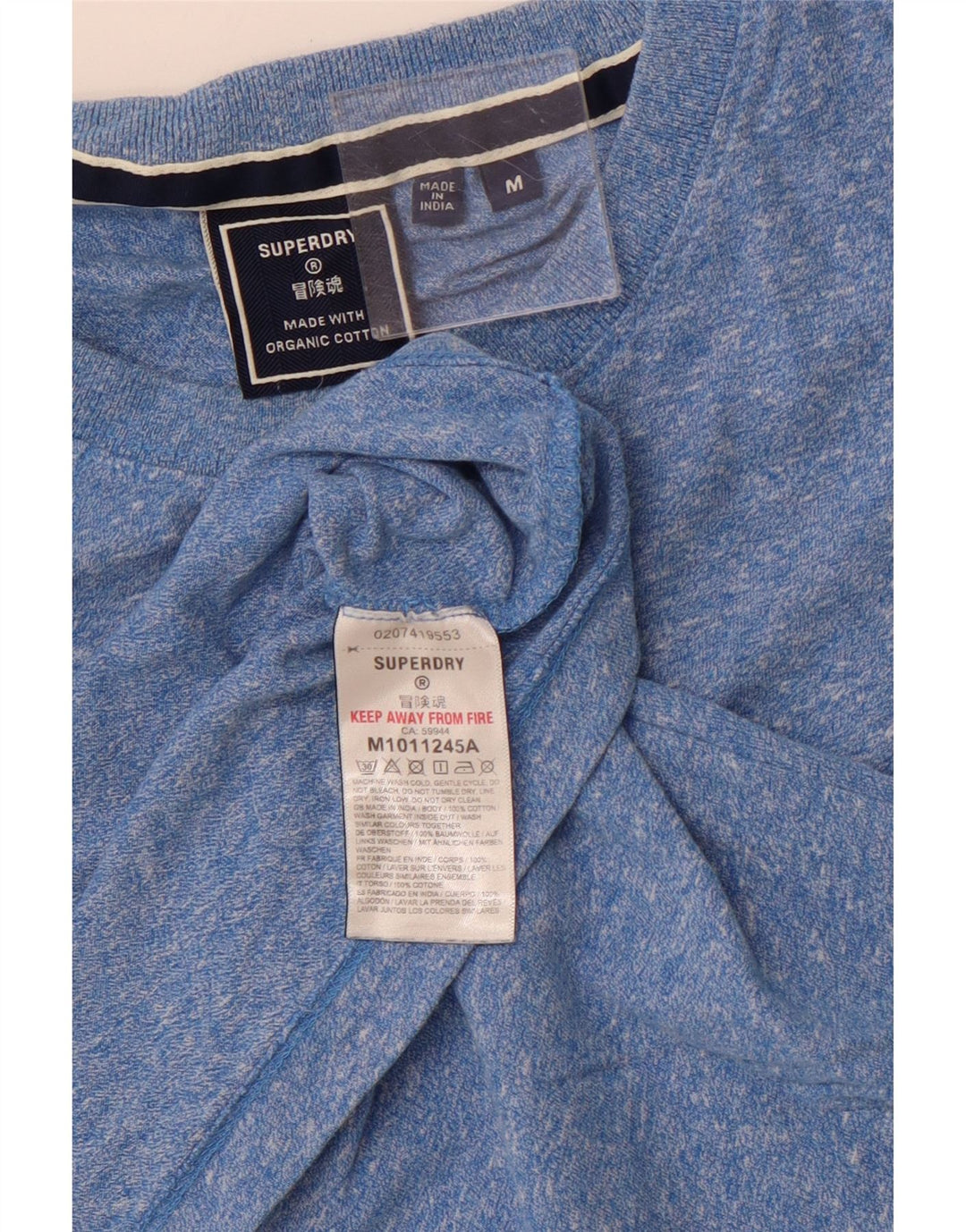 SUPERDRY Herre T-shirt Top Medium Blue Flecked Bomuld