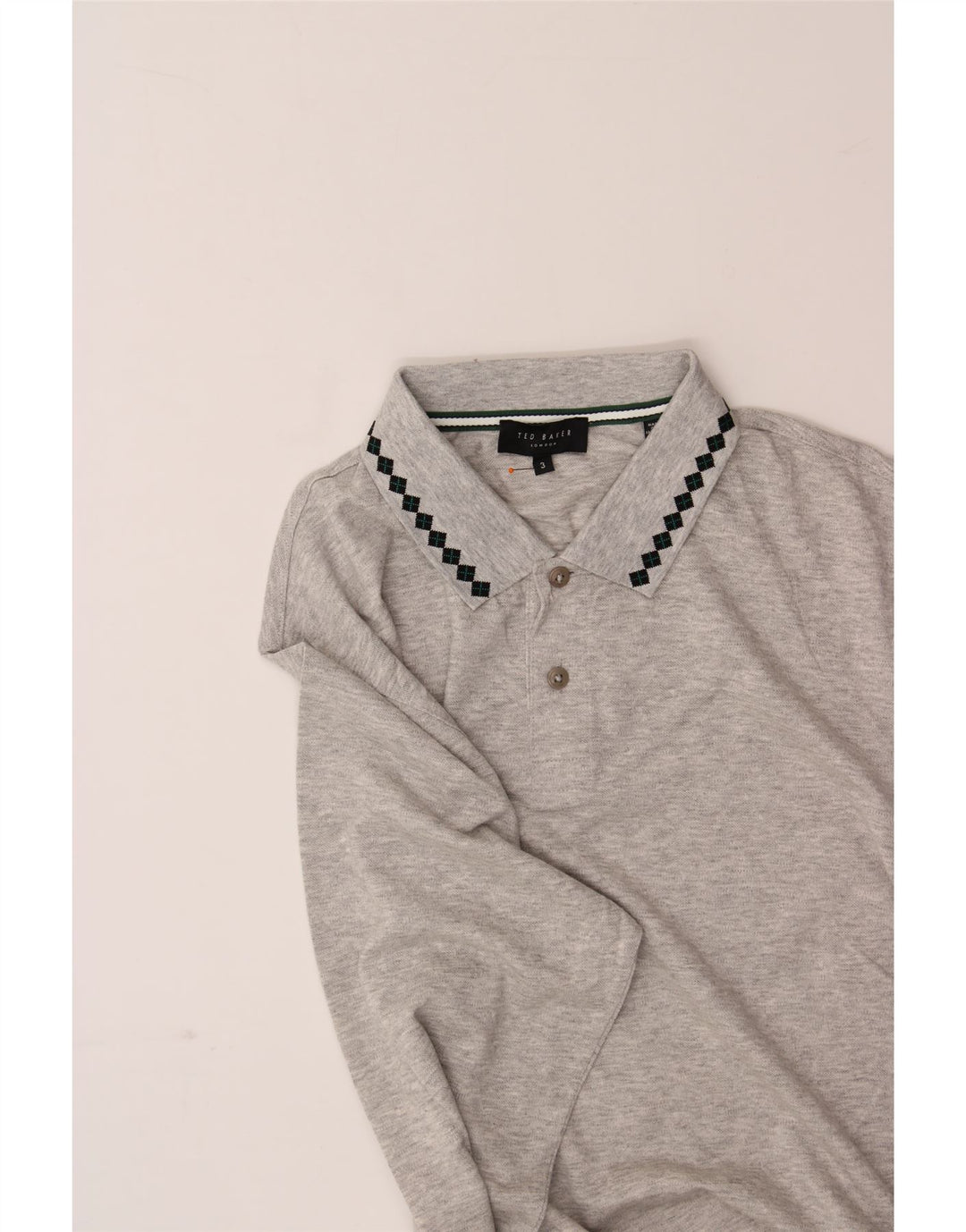 TED BAKER Mens Long Sleeve Polo Shirt Size 3 Medium Grey Cotton Vintage Ted Baker and Second-Hand Ted Baker from Messina Hembry 