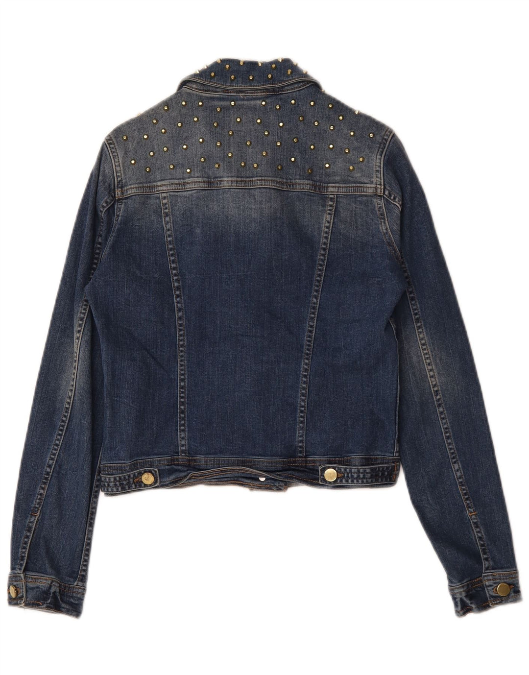 Zara Dame Crop Denim Jacket UK 10 Small Blue Cotton