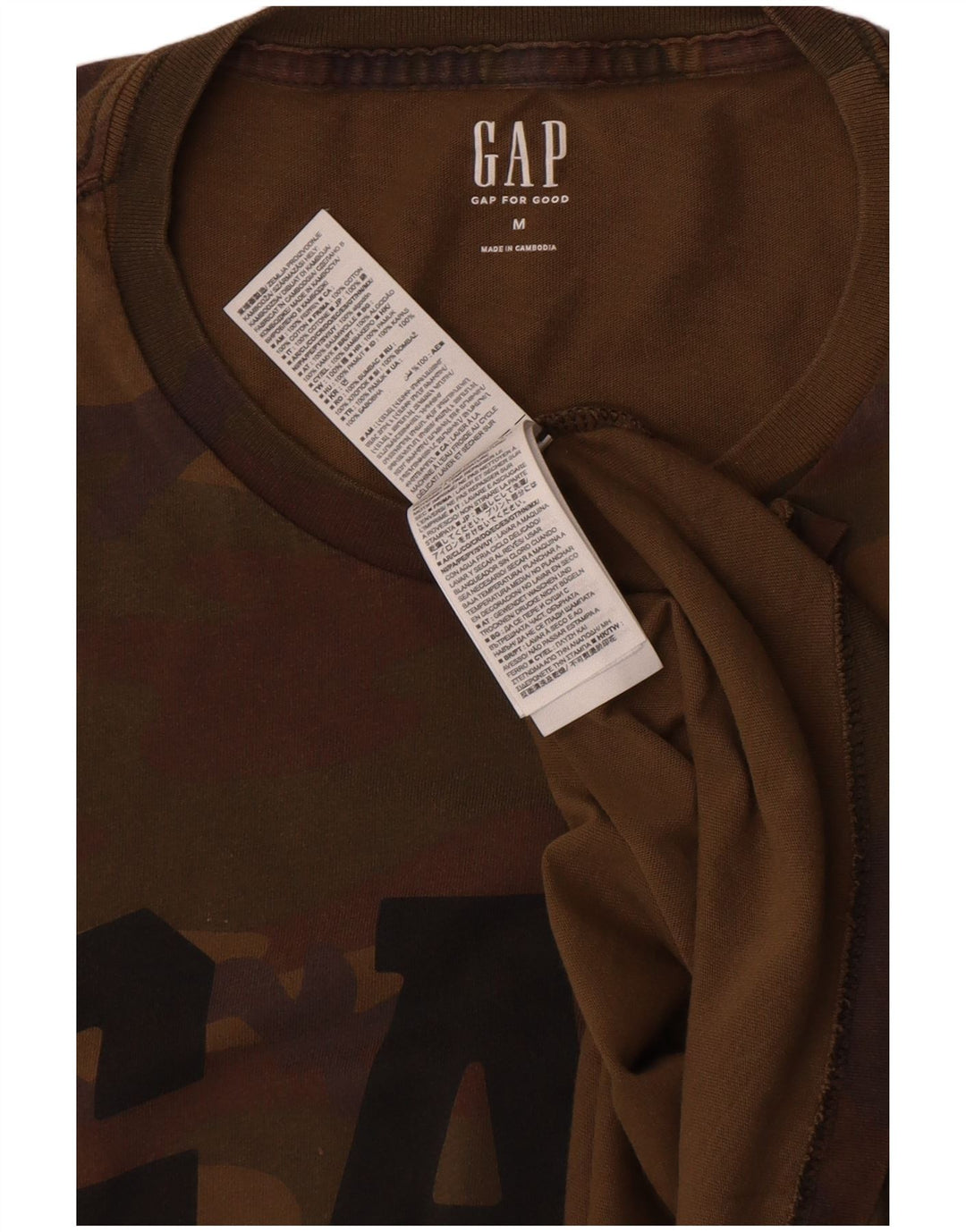 Gap Herre grafisk T-shirt Top Medium Brun Camouflage Bomuld