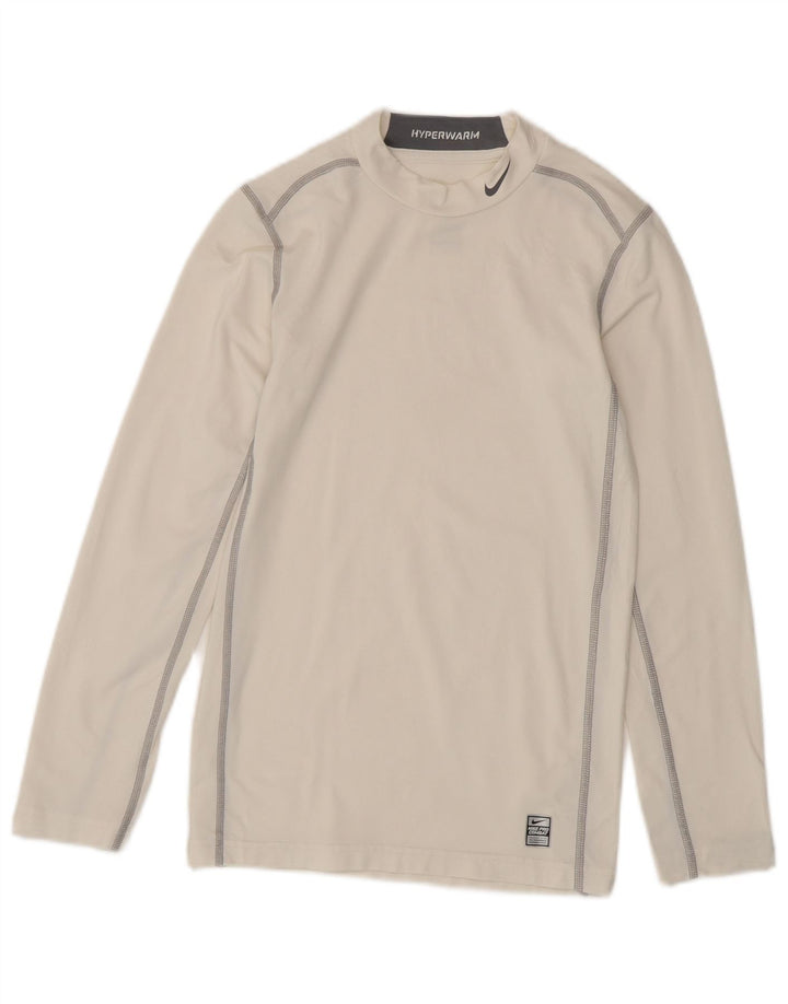 NIKE Dame Dri Fit Top Langærmet UK 18 XL Hvid Colourblock Polyester