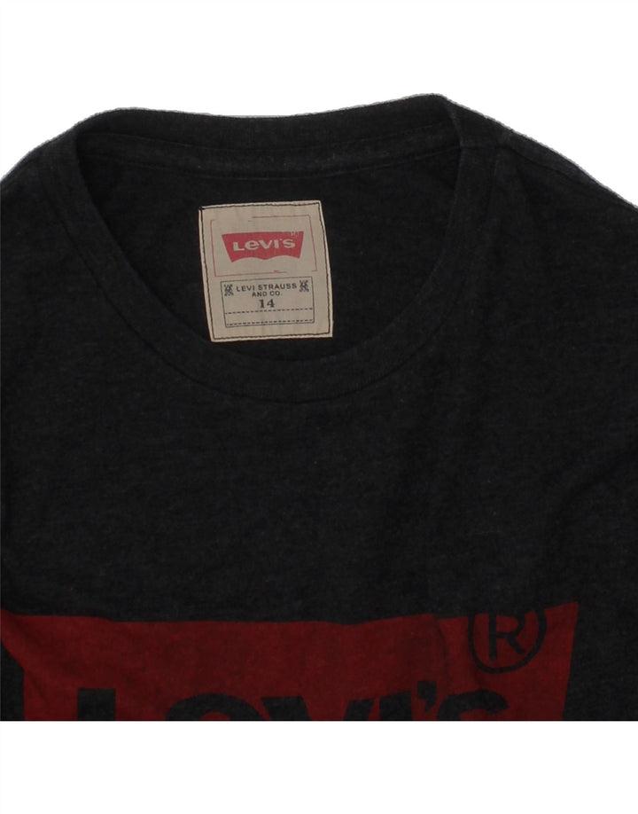 LEVI'S Boys Graphic Top Long Sleeve 13-14 Years Grey Vintage Levi's and Second-Hand Levi's from Messina Hembry 