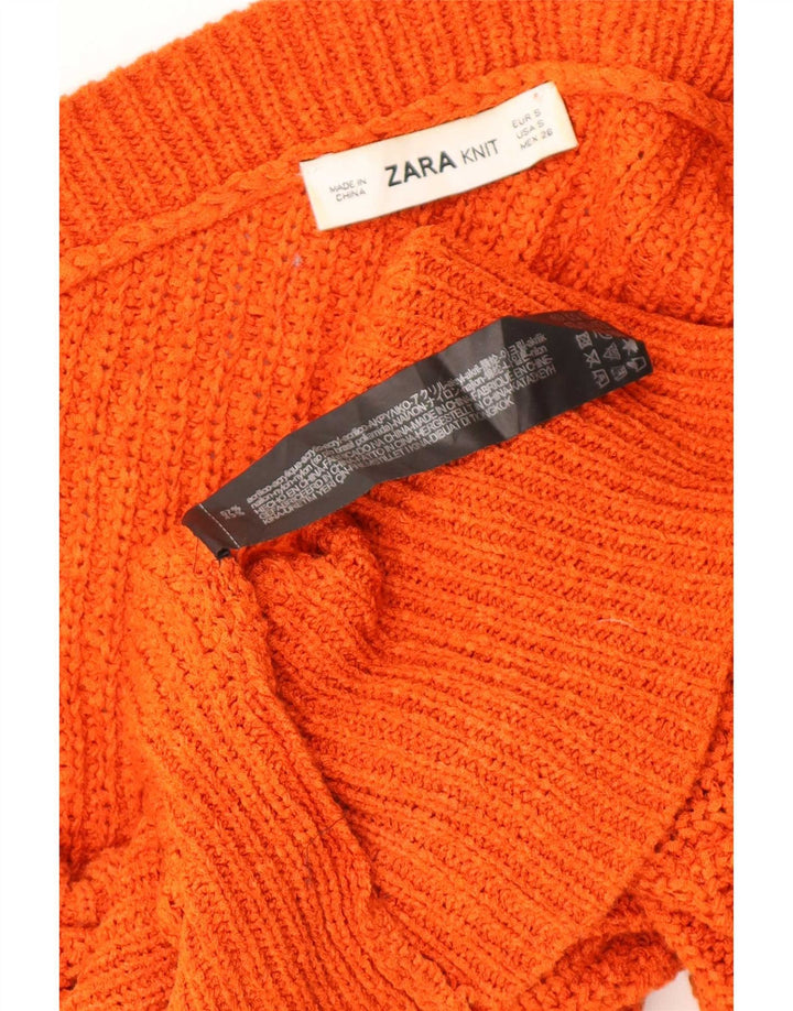 Zara Dame Oversized One Shoulder Sweater UK 10 Small Orange