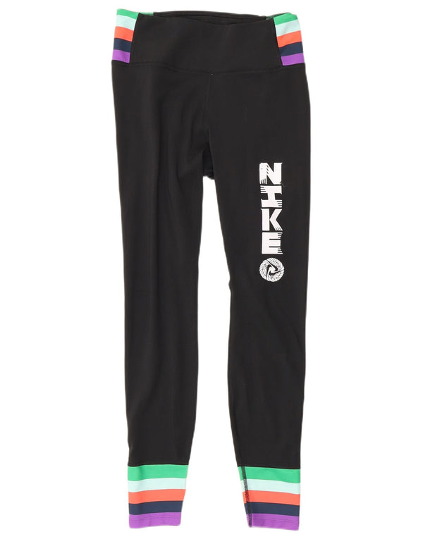 Nike Grafiske Leggings til kvinder UK 6 XS Sort Colourblock Polyester