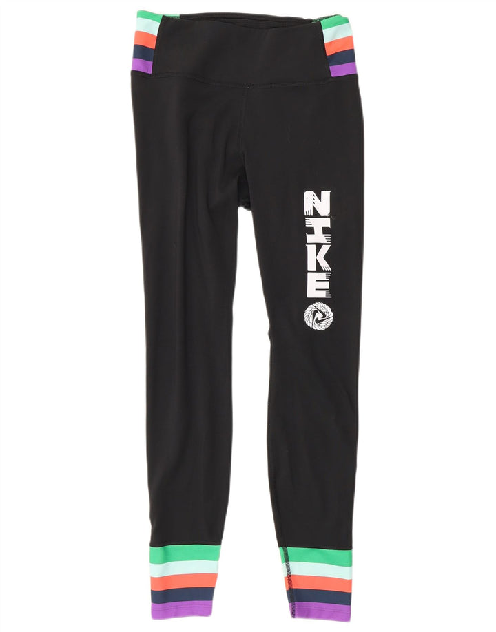 Nike Grafiske Leggings til kvinder UK 6 XS Sort Colourblock Polyester