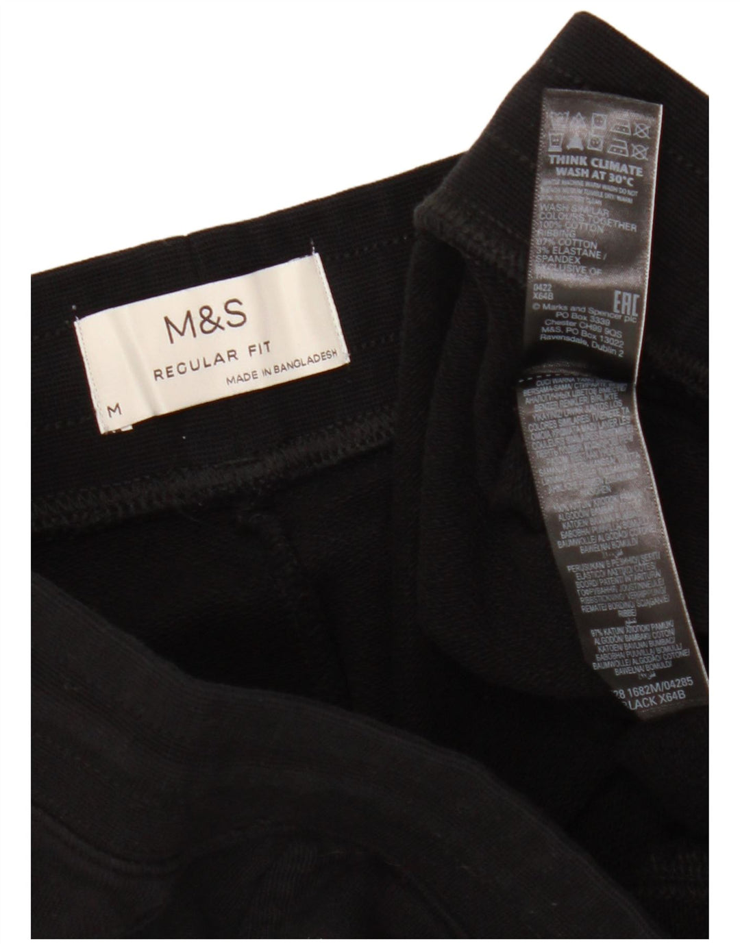 MARKS & SPENCER Herre Regular Fit Sportshorts Medium Sort Bomuld