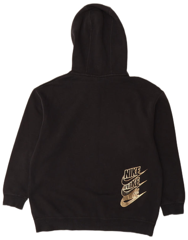 Nike Dame Grafisk Oversized Hoodie Jumper UK 10 Small Black Bomuld
