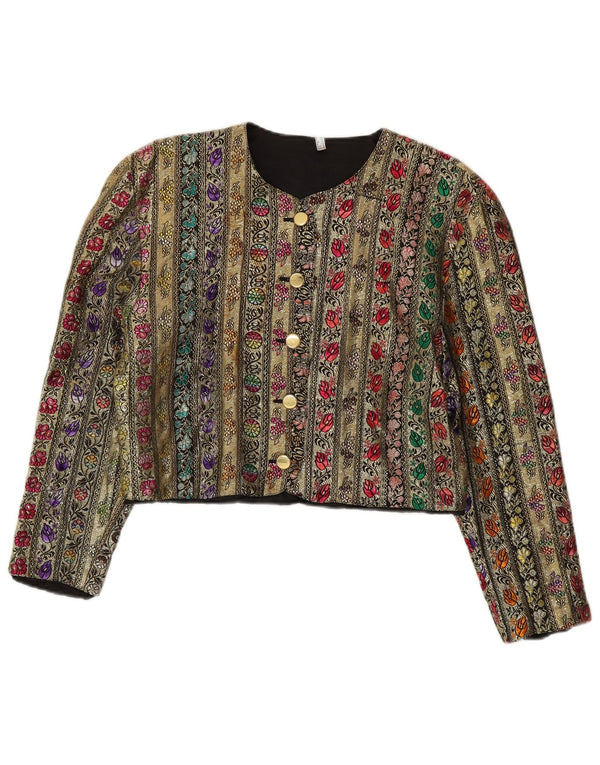 Vintage Dame 5 Button Blazer Jacket UK 12 Medium Multicolored Floral
