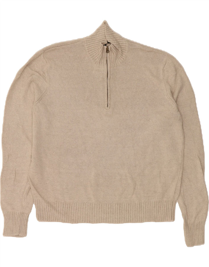J. CREW Mens Zip Neck Jumper Sweater Large Beige Linen Vintage J. Crew and Second-Hand J. Crew from Messina Hembry 