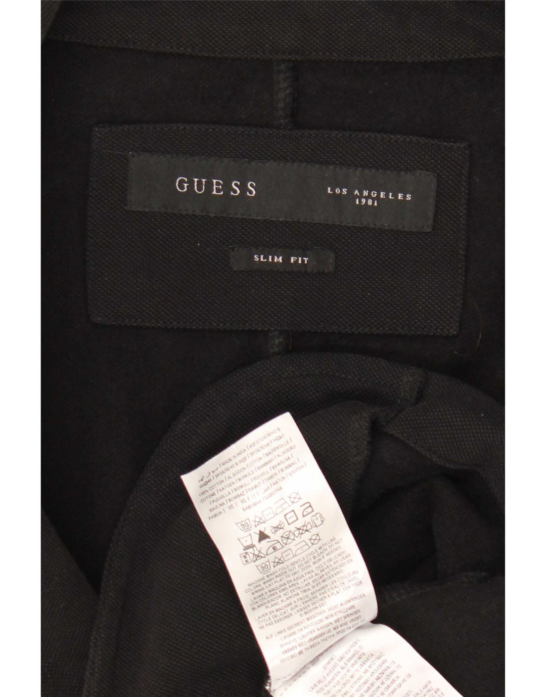 Guess Herre 2 Button Slim Fit Blazer Jacket UK 32 2XS Sort Bomuld