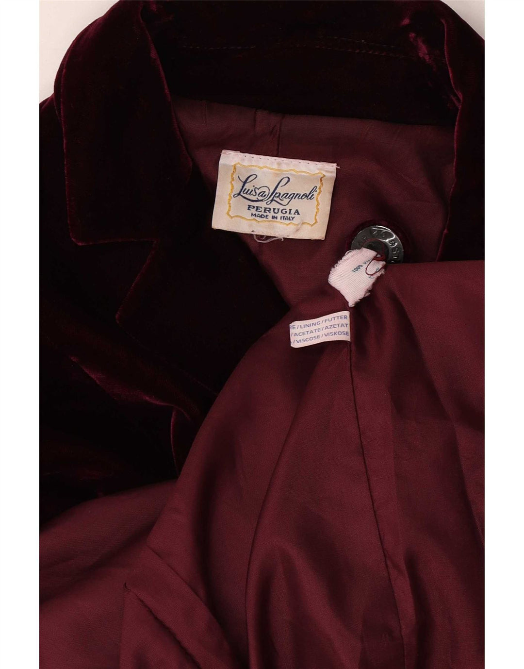 Luisa Spagnoli Dame Velvet 4 Button Blazer Jacket UK 14 Medium Burgundy