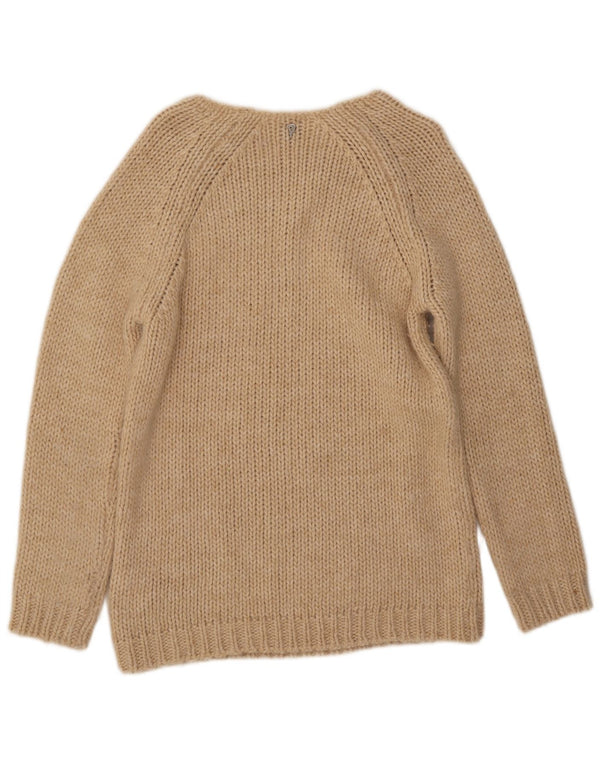 Dondup Dame Boat Neck Jumper Sweater UK 10 Small Beige Merino Wool
