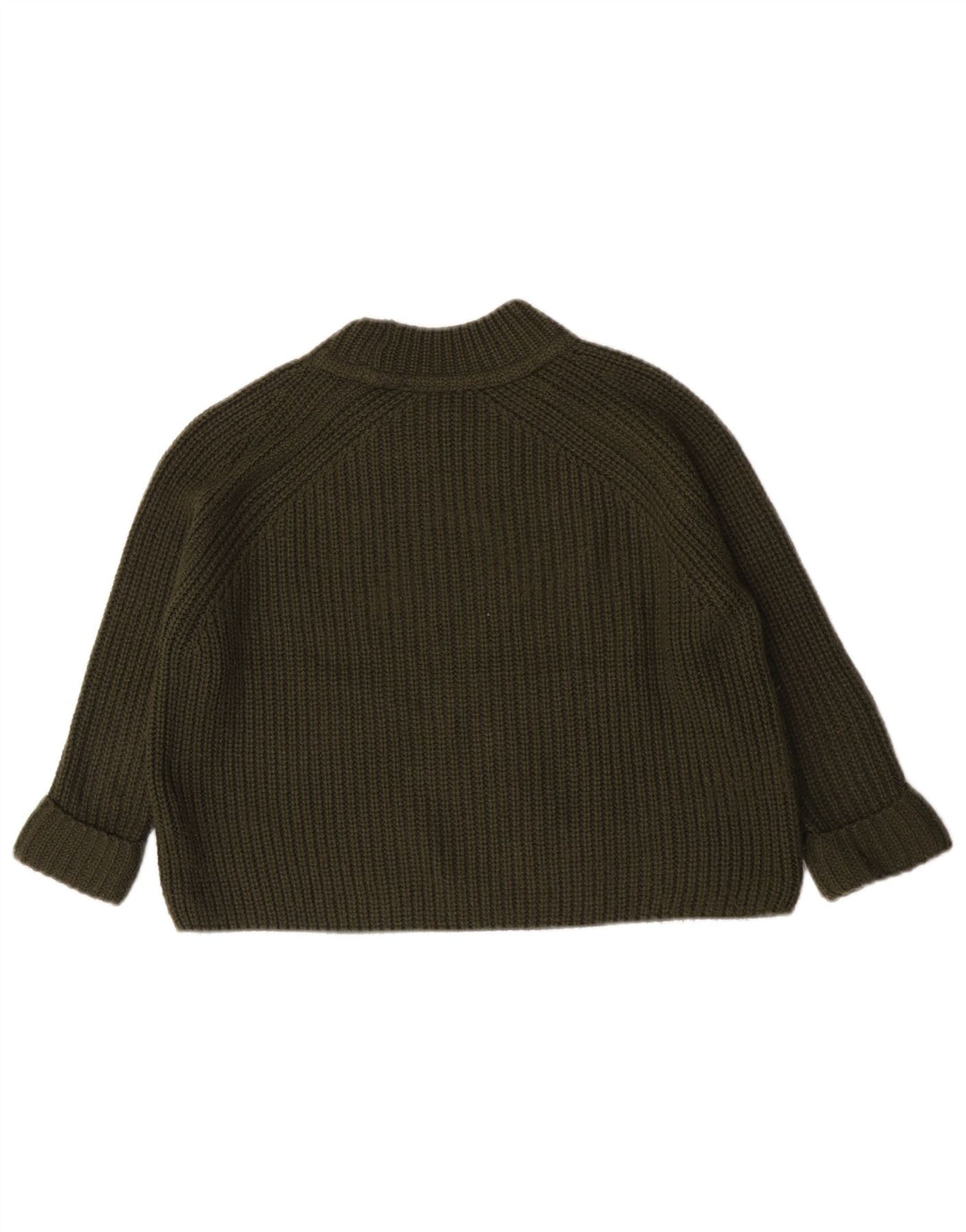 Topshop Womens Crop Oversized Turtle Neck Jumper Sweater UK 6 XS Khaki