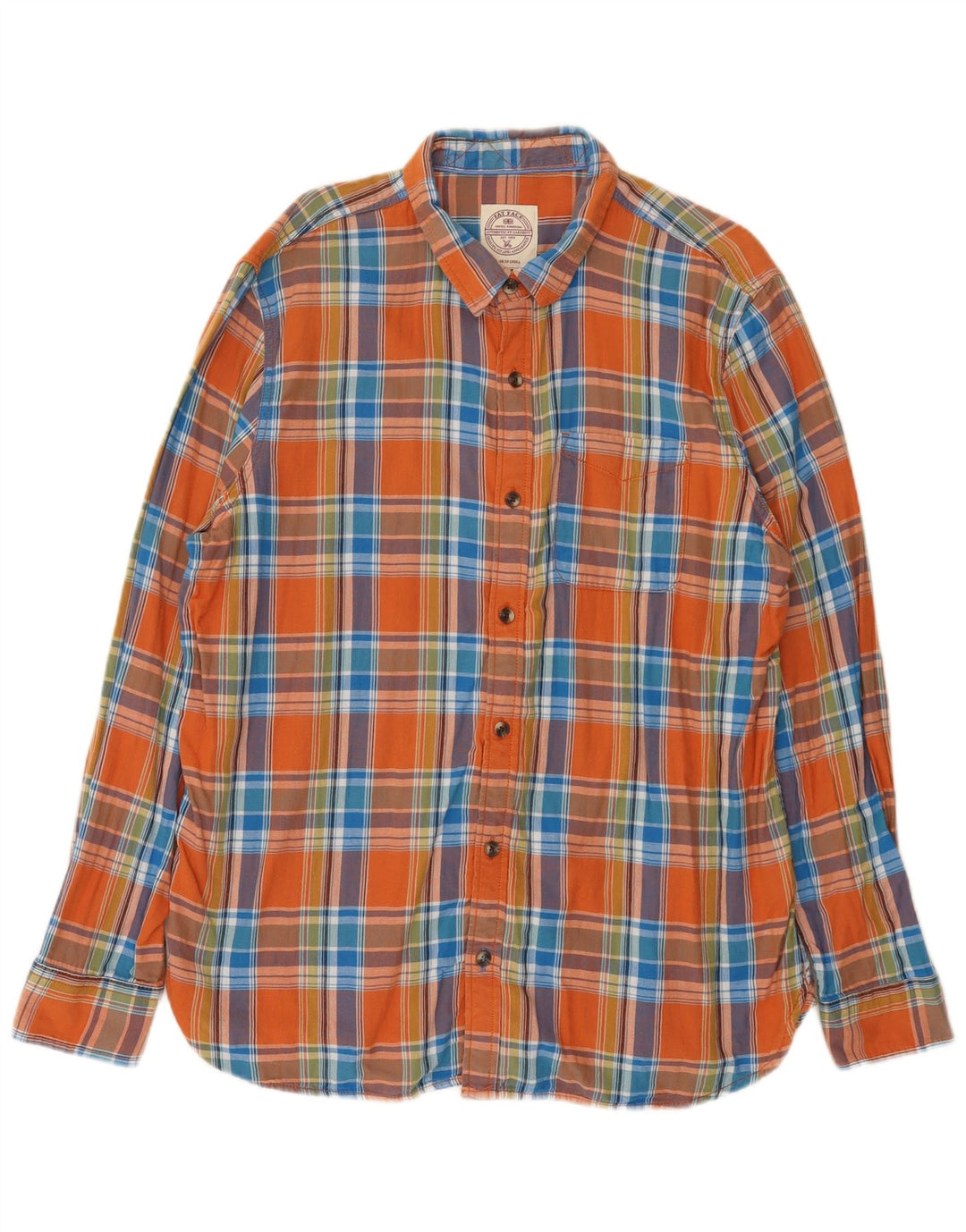Fat Face Herre Flanellskjorte XL Orange Ternet Bomuld