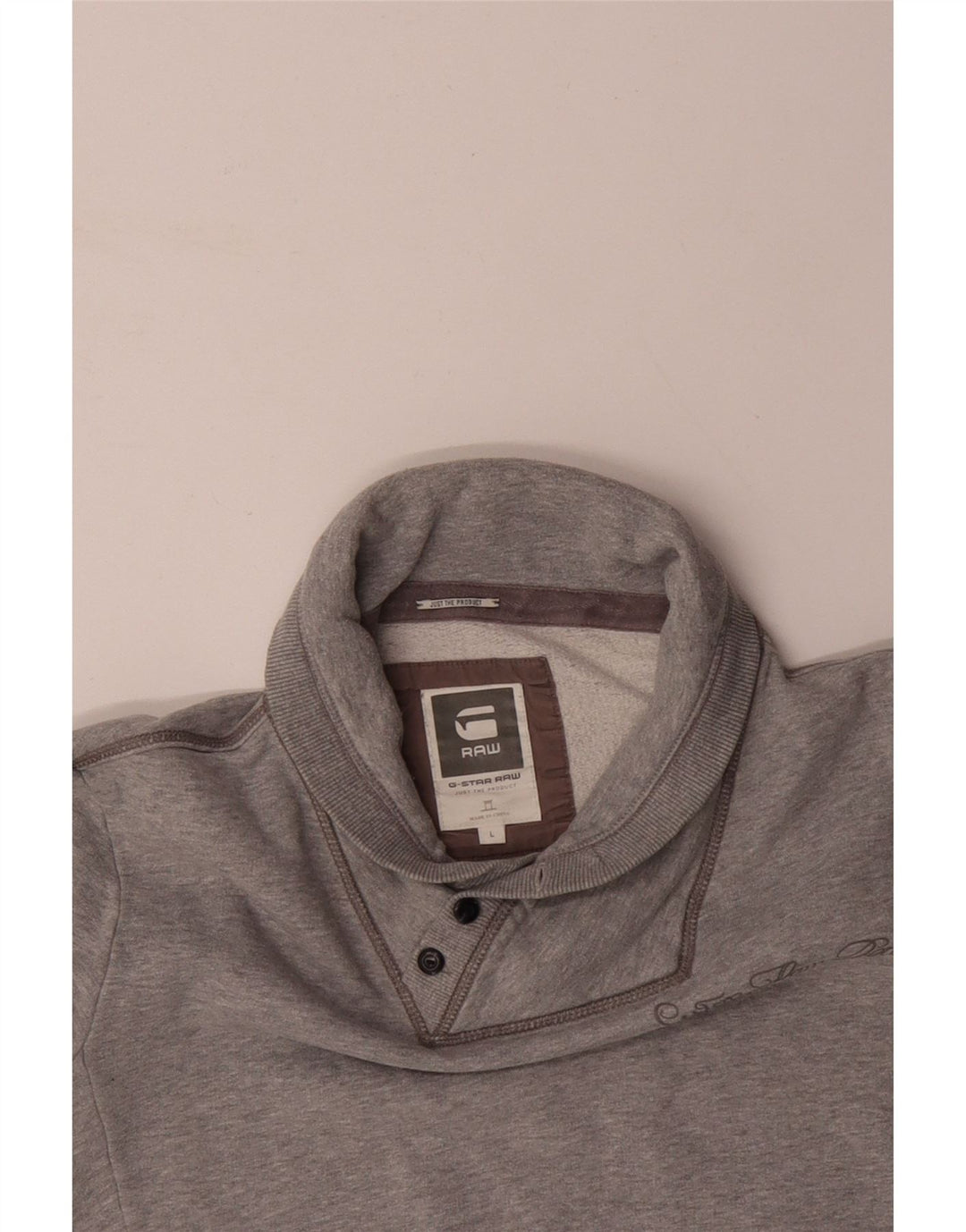 G-STAR Herre Button Neck Sweatshirt Jumper Stor Grå Bomuld