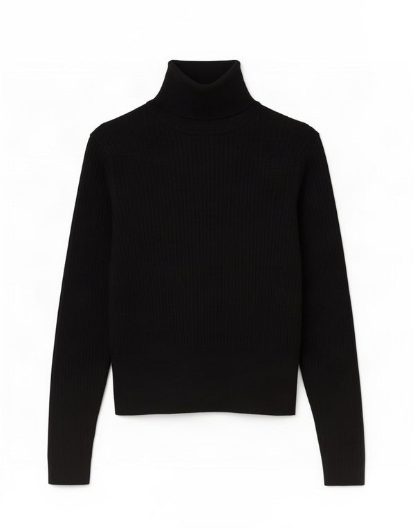 Zara Womens Roll Neck Jumper Sweater UK 18 XL Black Viscose