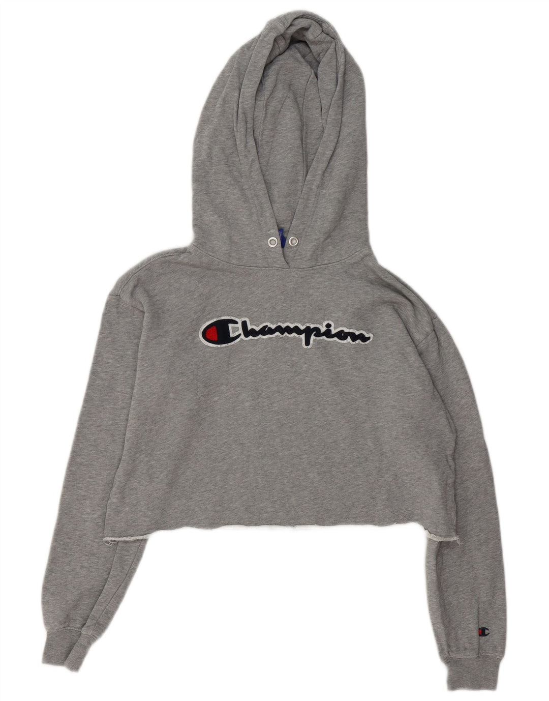 Champion Womens Oversized Crop Hoodie Jumper UK 10 Small Grey Flecked