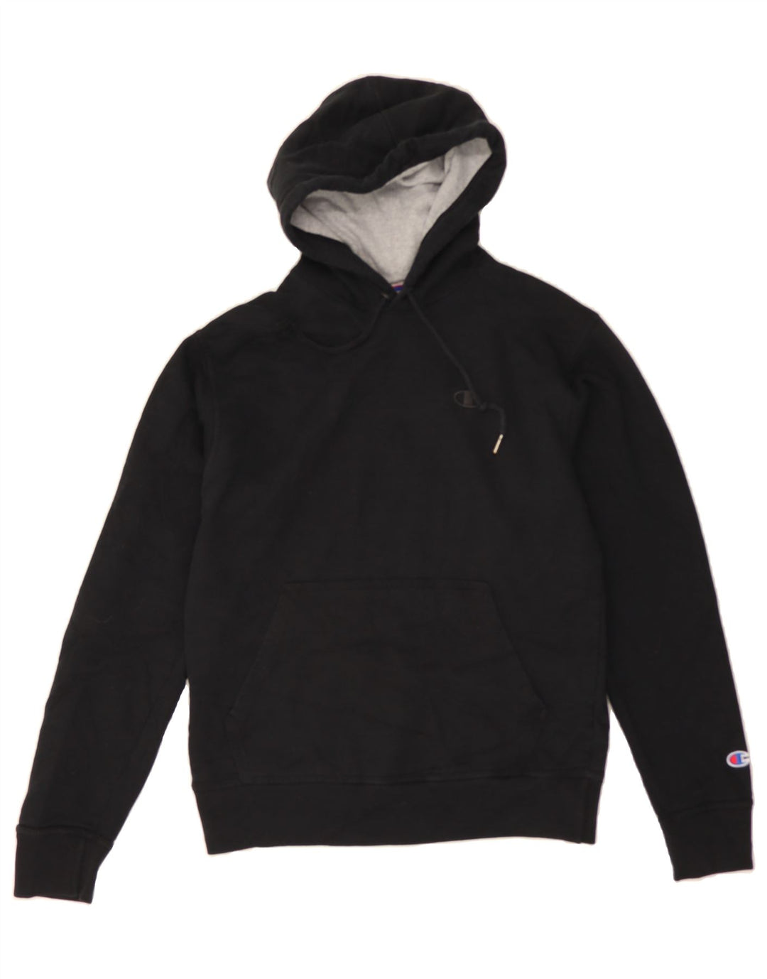 CHAMPION Mens Hoodie Jumper Small Black Cotton Vintage Champion and Second-Hand Champion from Messina Hembry 