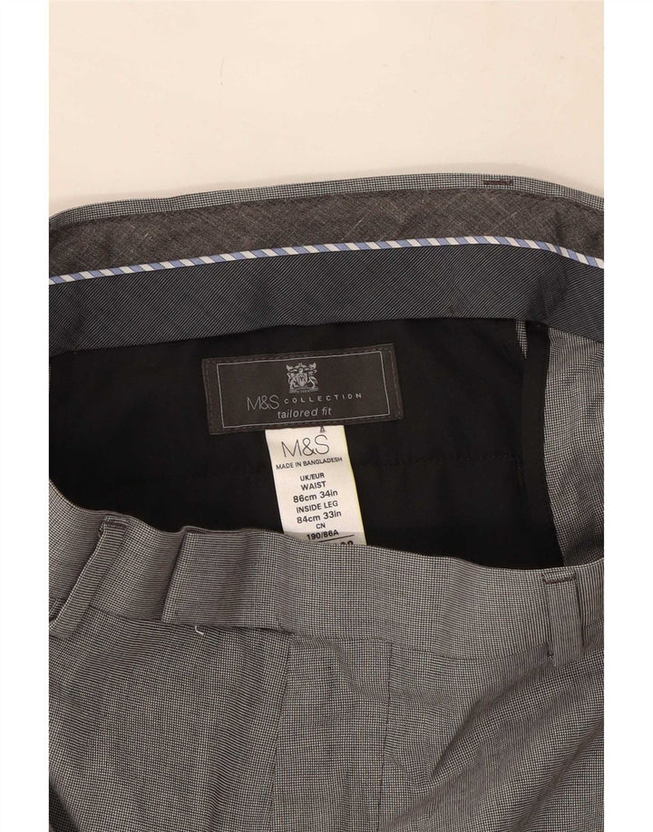 Marks & Spencer Herre skræddersyet pasform Casual Bukser W34 L33 Grå Polyester