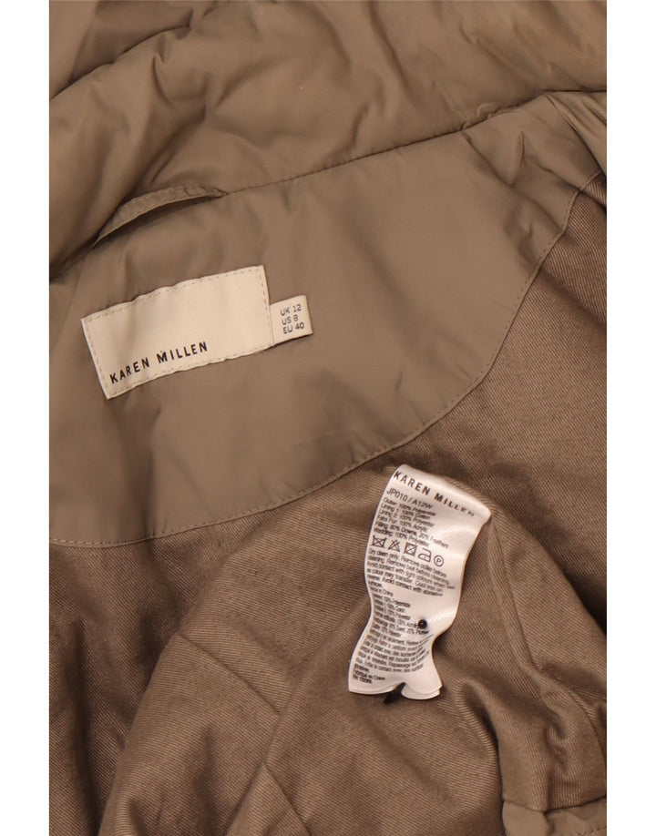 KAREN MILLEN Polstret hættejakke til kvinder UK 12 Medium Beige Polyamid