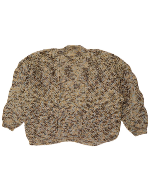 Vintage dame sweater med rund hals DK 16 Stor grøn flækket