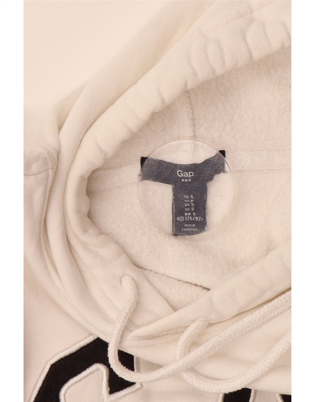 GAP Mens Graphic Hoodie Jumper Small White Cotton Vintage Gap and Second-Hand Gap from Messina Hembry 