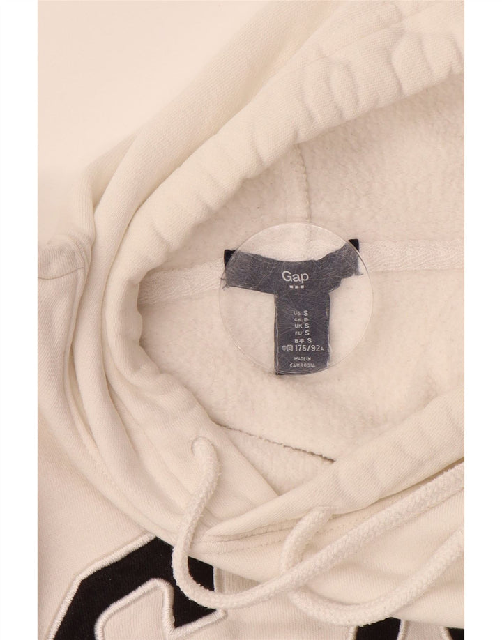 GAP Mens Graphic Hoodie Jumper Small White Cotton Vintage Gap and Second-Hand Gap from Messina Hembry 